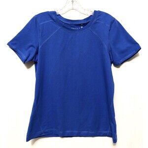 Danskin Stretch Activewear Crewneck T-Shirt Shirt Blue Rapids Large Gym Work Out